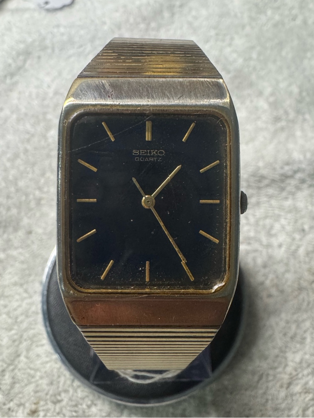Seiko Gold-Accent Black Dial Stainless Steel Watch